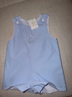 The Proper Peony Light Blue Cupcake One-Piece Footie bubble Jon Jon